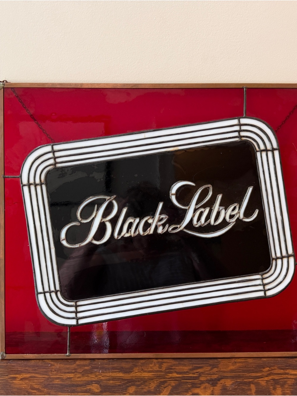Black Label Stained Glass Wall Sign - Red and Black